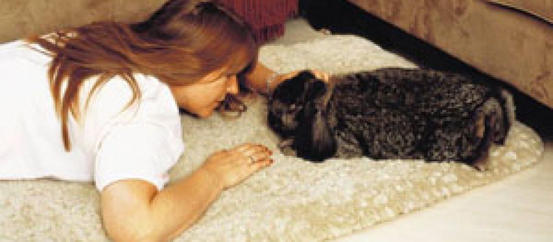 Caroline with Beaver the Rabbit